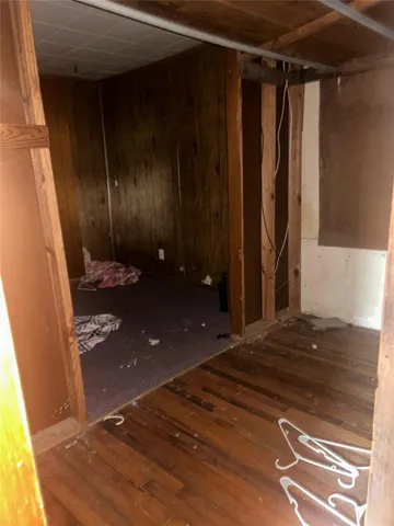 an empty room with a door