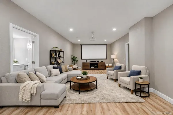 a living room with furniture and a couch