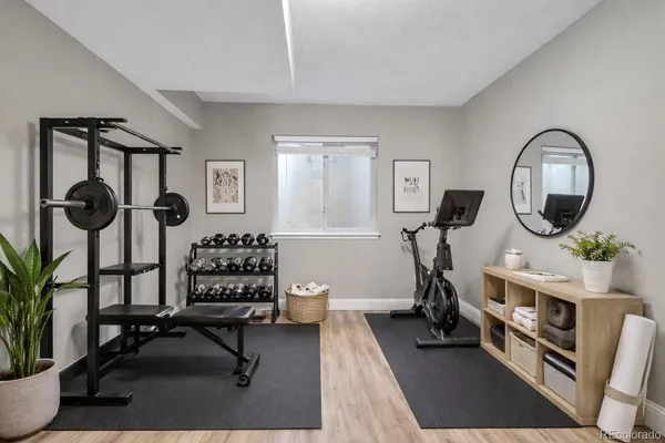 a view of a room with gym equipment