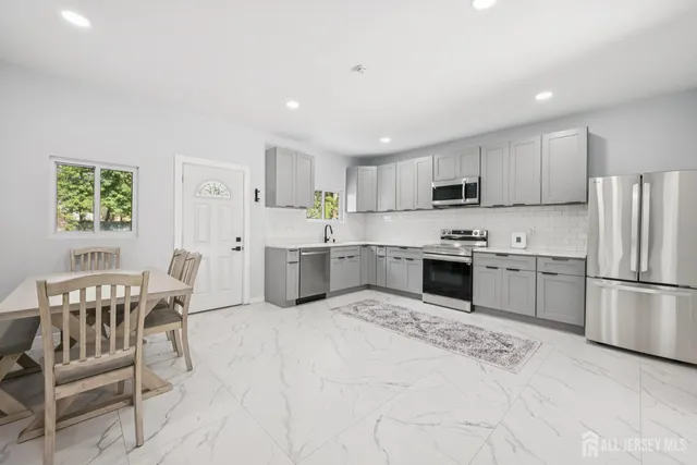 a living room with furniture