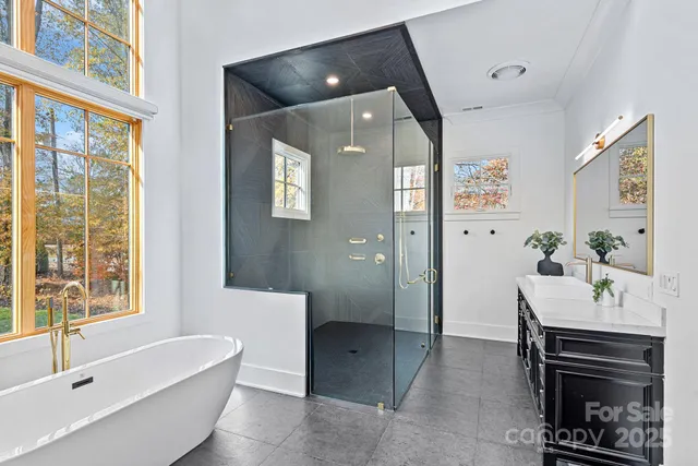 a view of a lake with a big yard