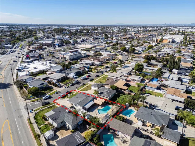 an aerial view of multiple house