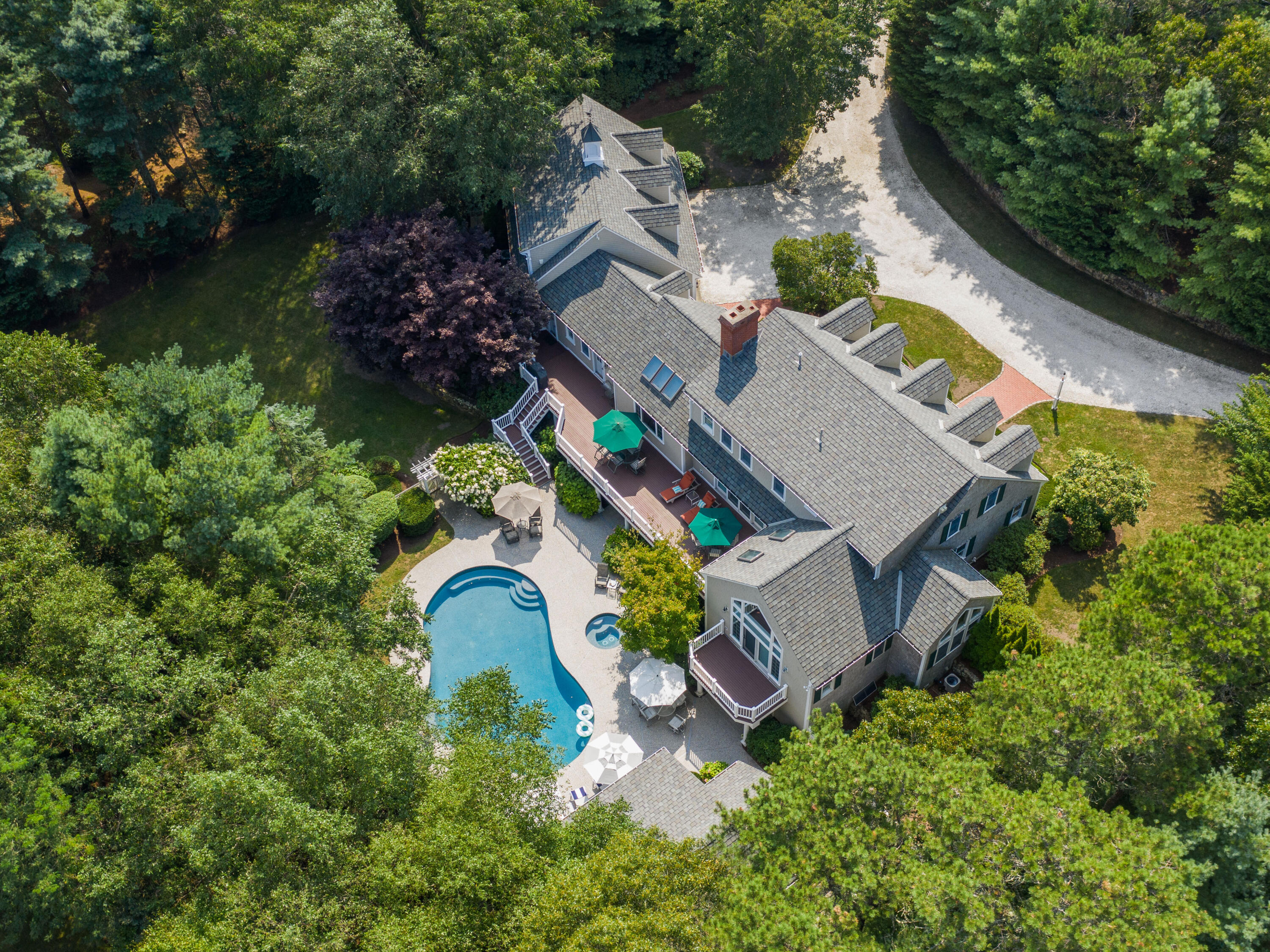 405 Baxter Neck Road Marstons Mills, MA 02648 - Photo 1 of 36 an aerial view of house with yard swimming pool and outdoor seating