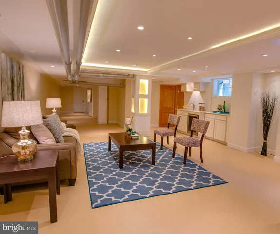 a living room with furniture