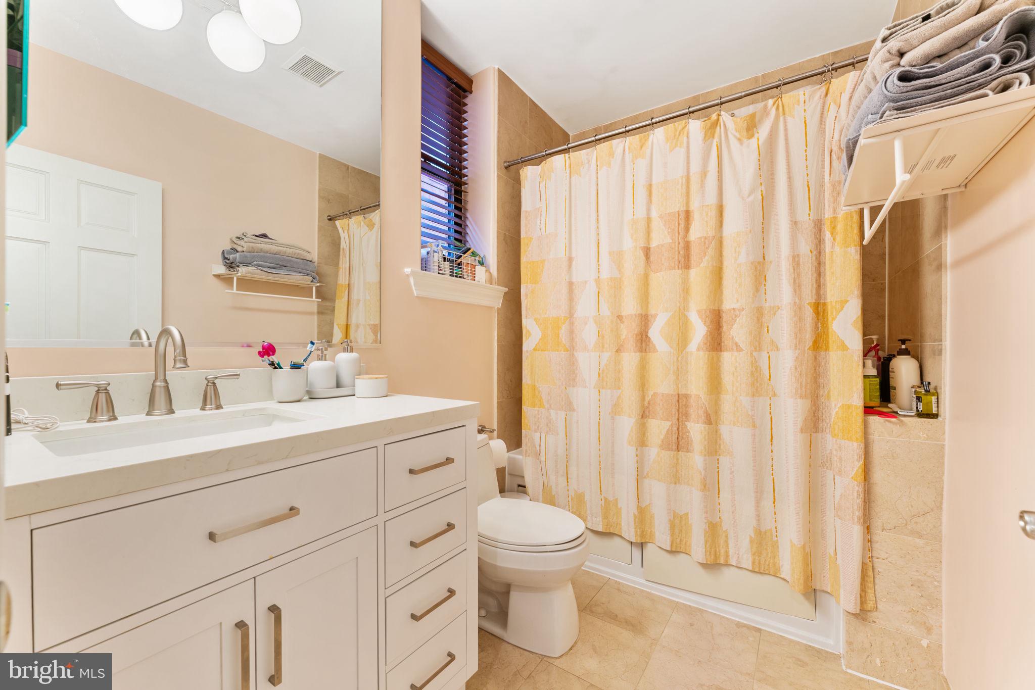 1105 Park Road Northwest, Unit 3 Washington, DC 20010 - Photo 18 of 20 a bathroom with a sink a toilet and a large mirror