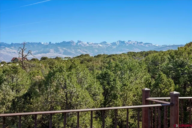 a view of a city with lush green forest