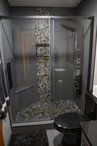 a view of a garden with a slide