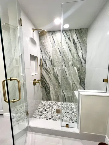 a bathroom with a shower