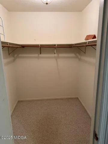 closeup view of small space with racks on the wall