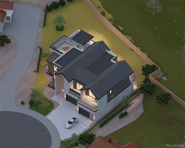 an aerial view of house with yard