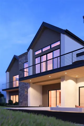 a view of a building with a small yard