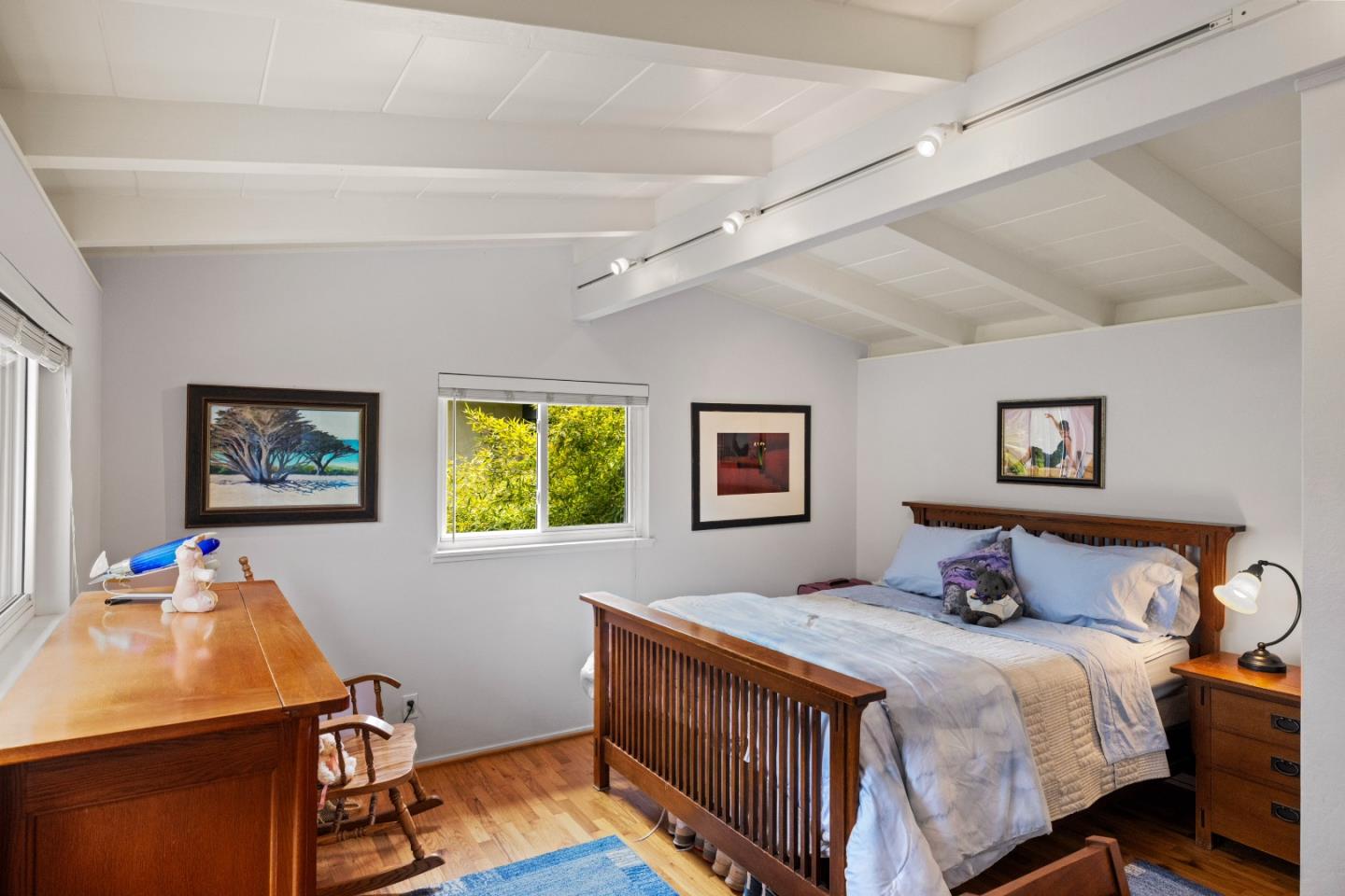 3532 Oliver Road Carmel, CA 93923 - Photo 18 of 47 a bedroom with a bed and a desk