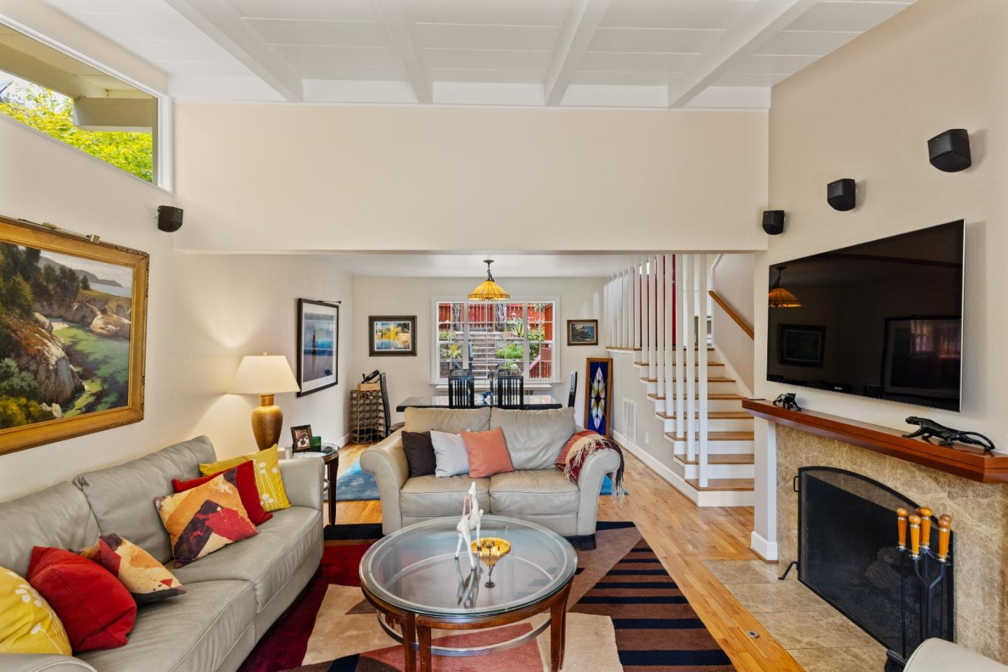 3532 Oliver Road Carmel, CA 93923 - Photo 9 of 47 a living room with fireplace furniture and a flat screen tv