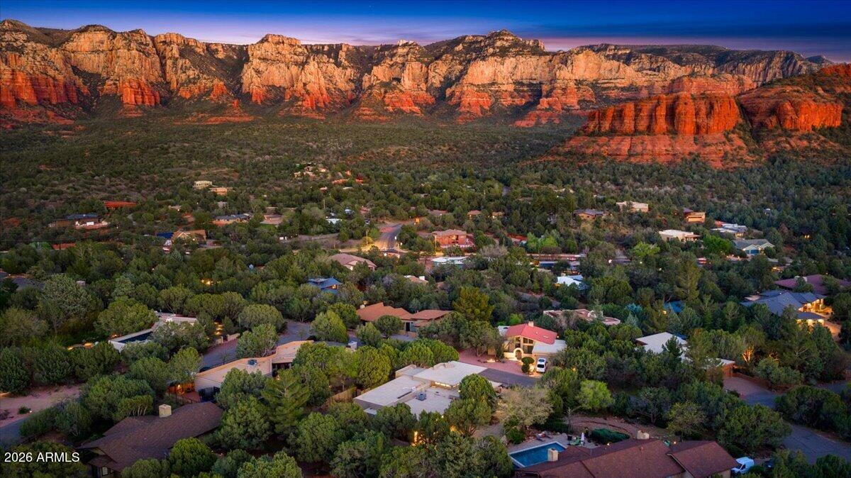 222 Bowstring Drive Sedona, AZ 86336 - Photo 46 of 46 Twilight Aerial