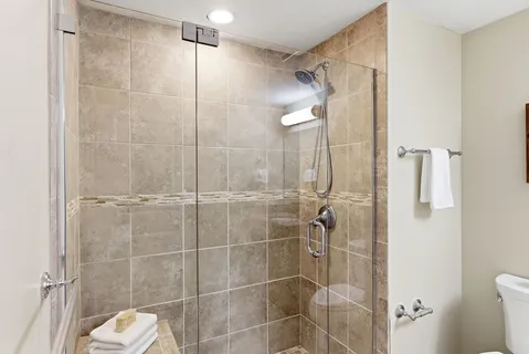a bathroom with a shower