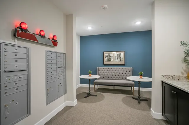 a view of a building with a garden