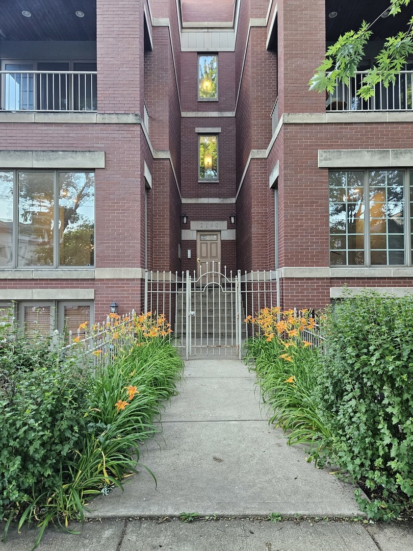 front view of a brick house