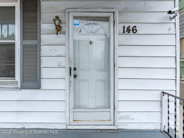 a view of wooden door