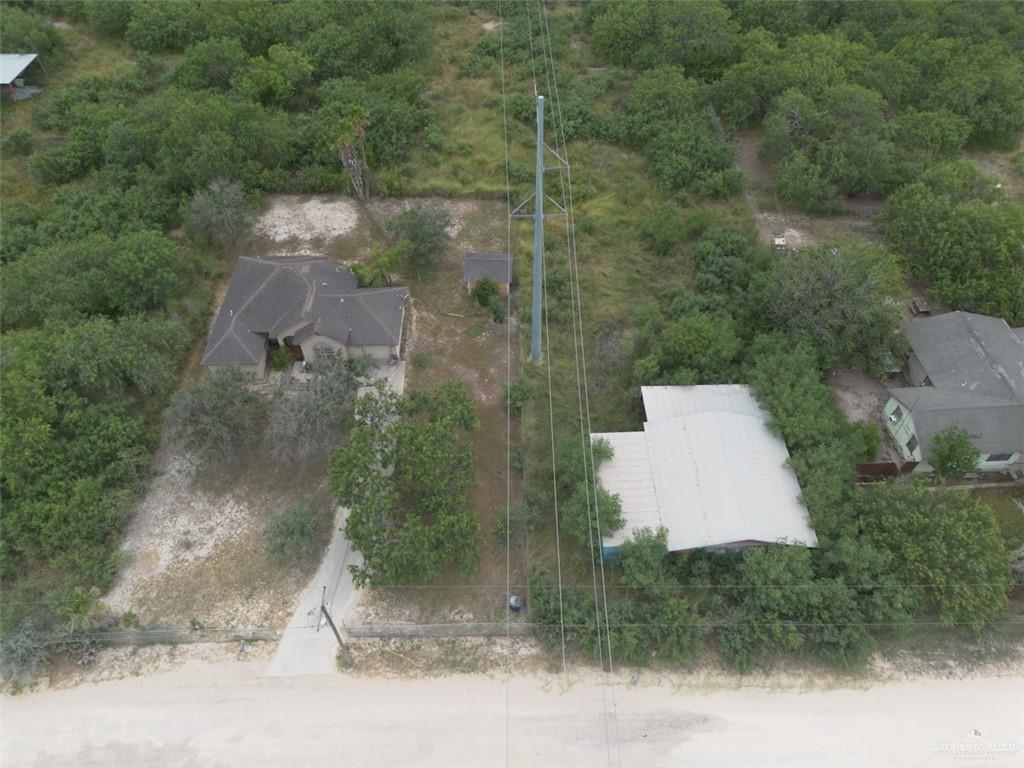 7435 Dillon Road Donna, TX 78537 - Photo 17 of 17 Expansive property featuring a single-story residence with a dark shingle roof, a concrete driveway, and surrounding mature trees