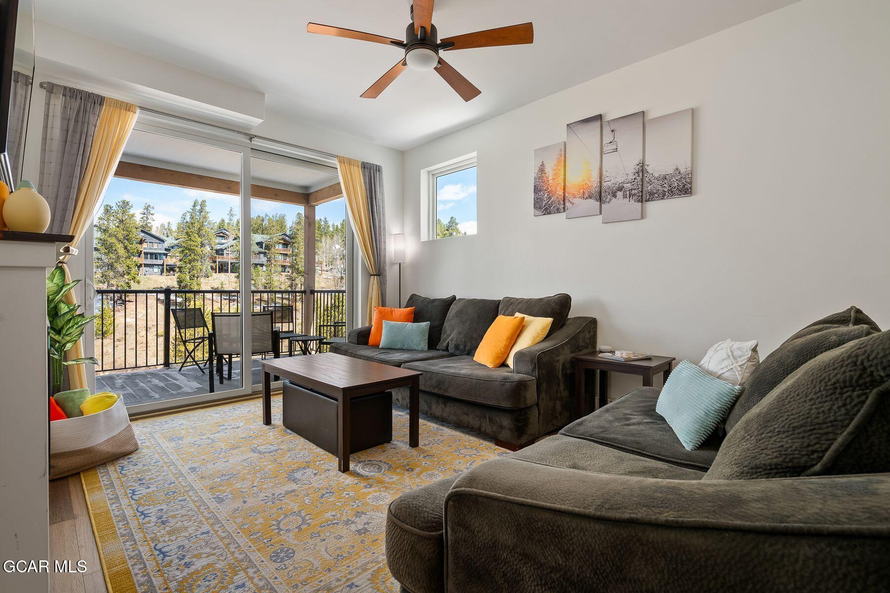 421 West Meadow Mile, Unit 3 Fraser, CO 80442 - Photo 2 of 29 a living room with furniture and a floor to ceiling window