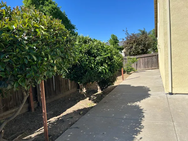 a view of backyard with patio