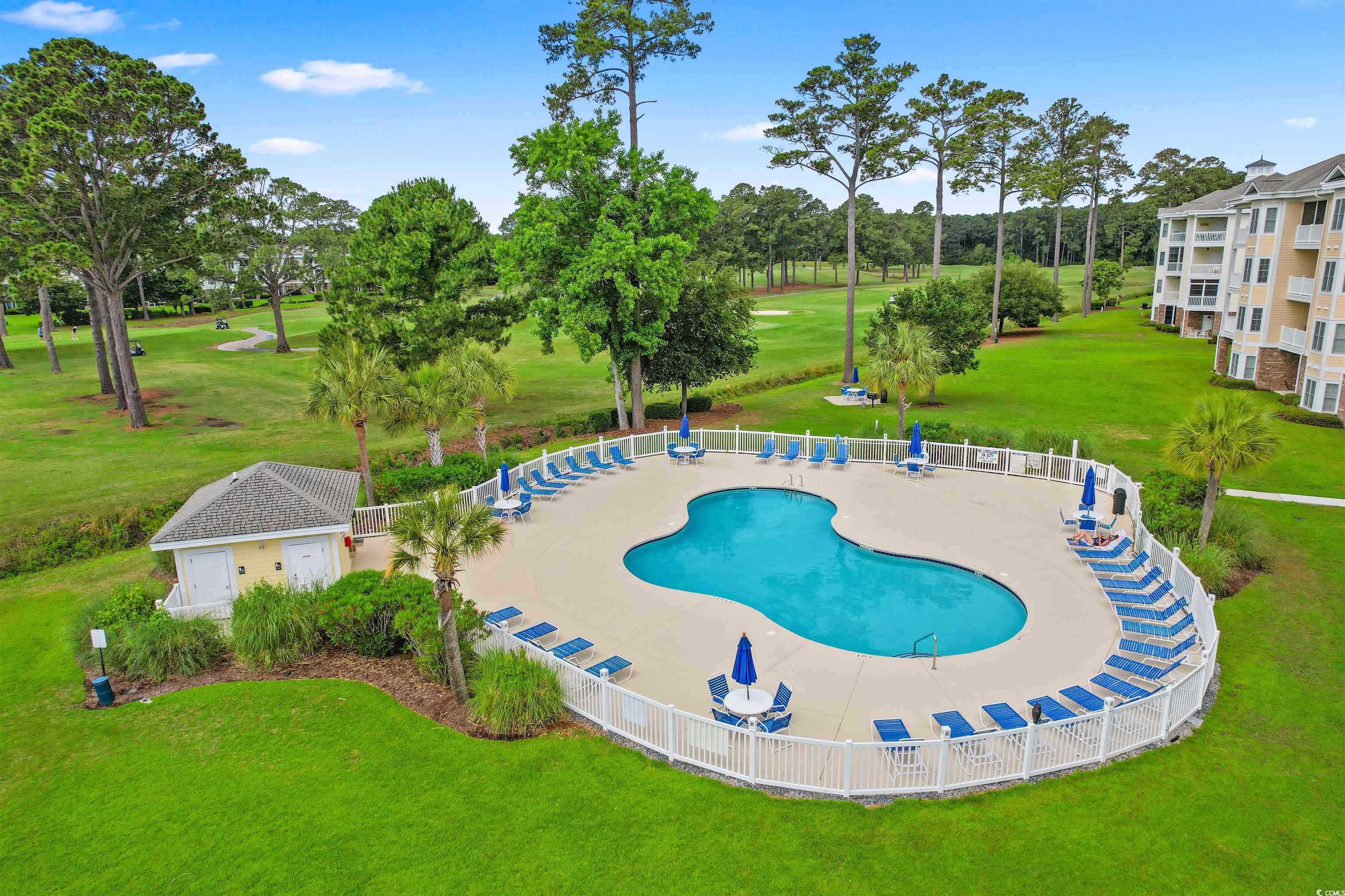 4843 Luster Leaf Circle, Unit 402 Myrtle Beach, SC 29577 - Photo 28 of 33 Community pool with view of scattered trees and a patio area