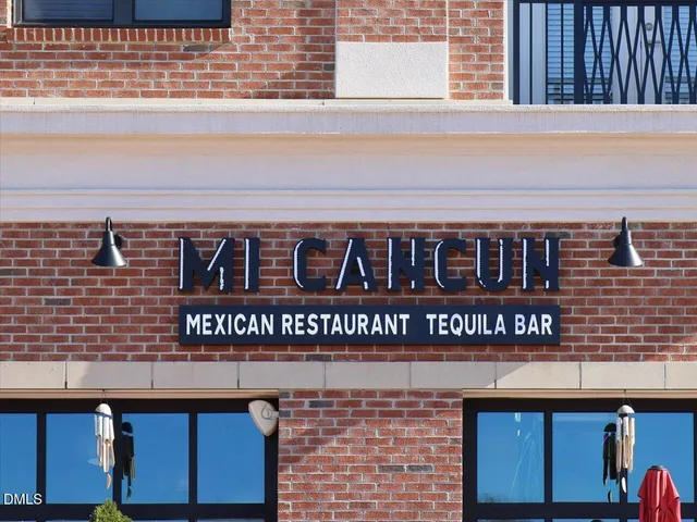 a close view of a brick building