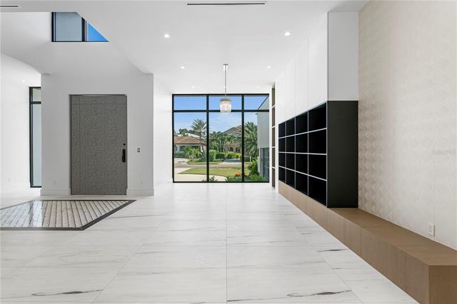 a view of room with wooden floor