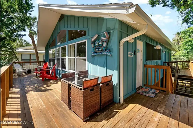 an outdoor space with seating