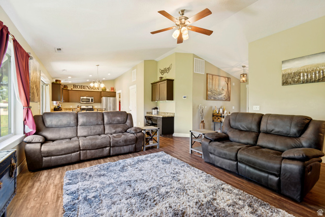 65 North 450 West Springville, UT 84663 - Photo 12 of 32 Vaulted Great room off Kitchen Dining areas!