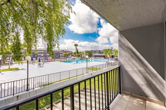 a view of city from a balcony