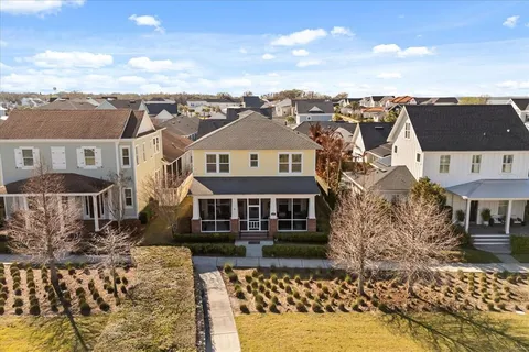an aerial view of a house