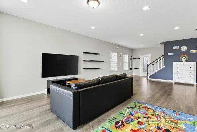 a workspace with furniture and a window