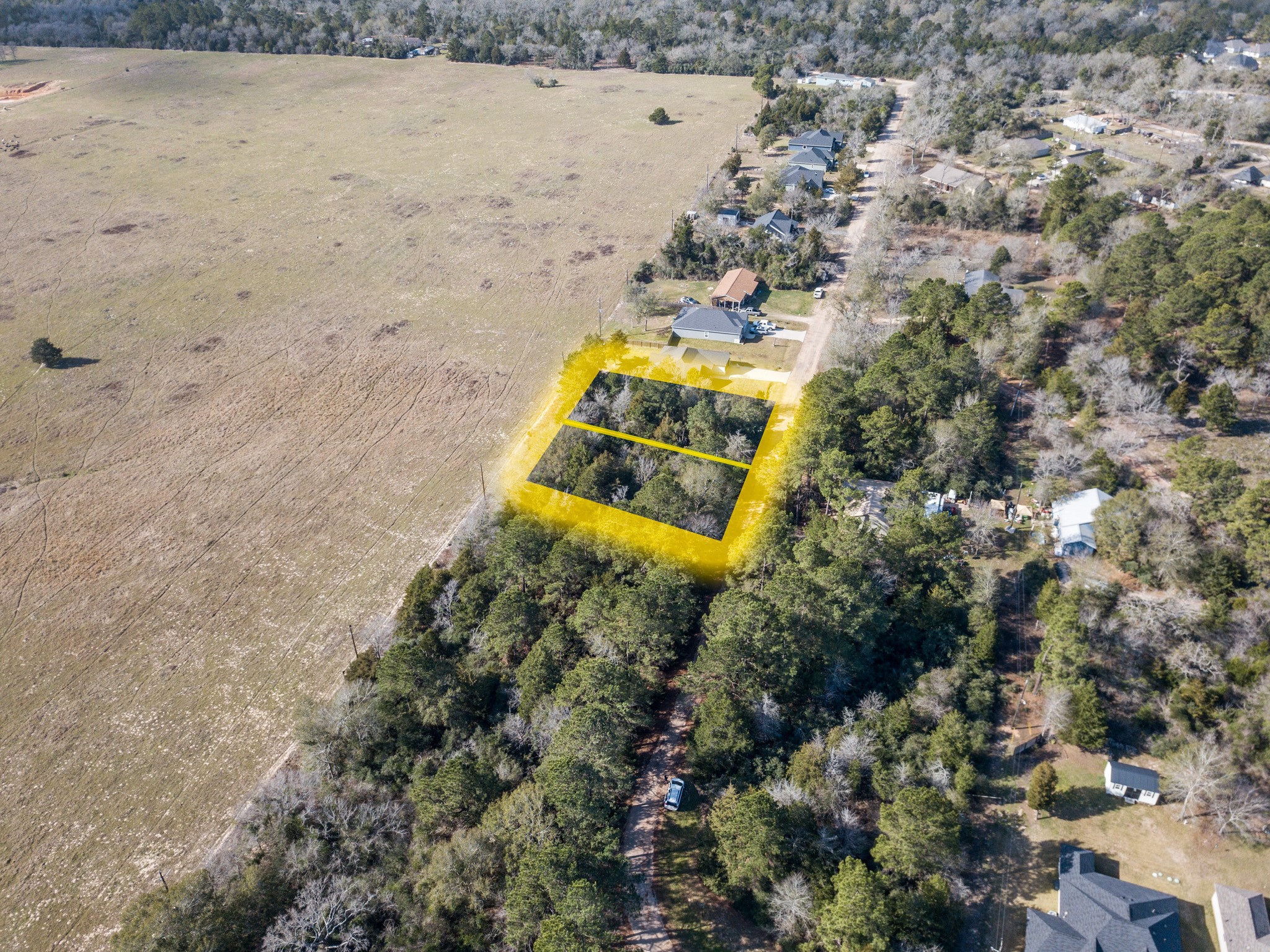 38044 Quail Drive Hempstead, TX 77445 - Photo 1 of 14 a aerial view of a house with a yard and lake view