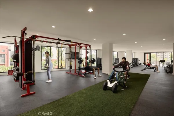 a view of a room with gym equipment