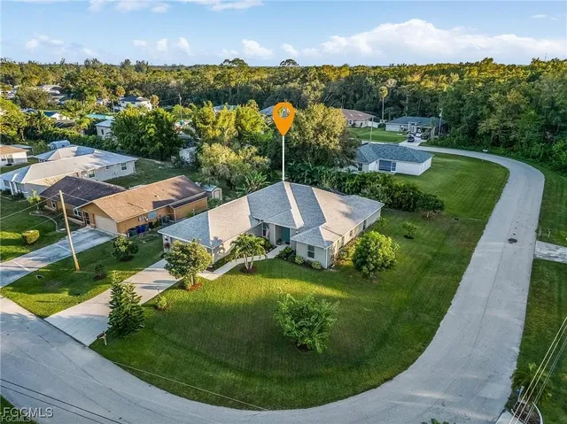 an aerial view of a house