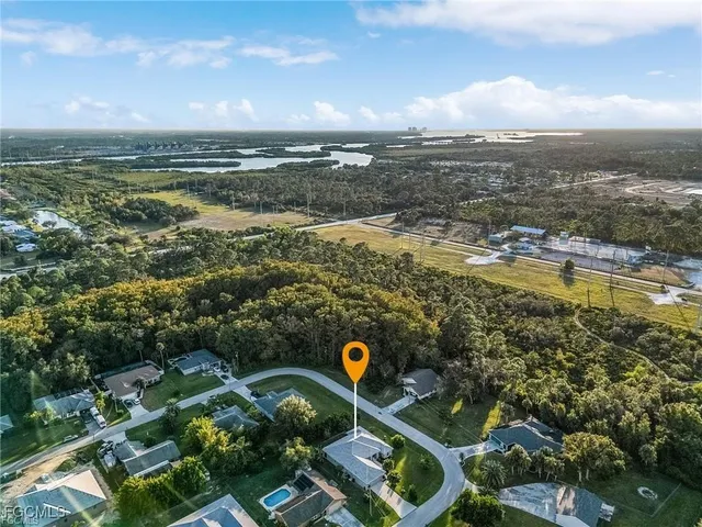 a view of a lake with a garden