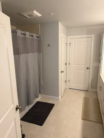 a bathroom with a bathtub