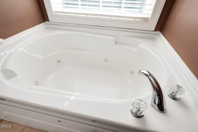 a bathroom with a bathtub