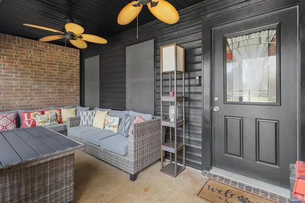 a living room with furniture