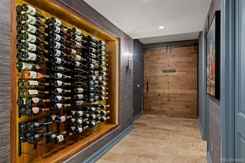 a bathroom with a glass door shower