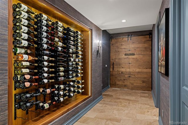 a bathroom with a glass door shower