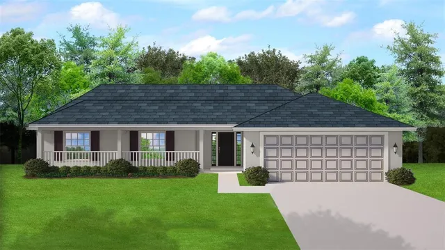 a view of an house with backyard space and garden