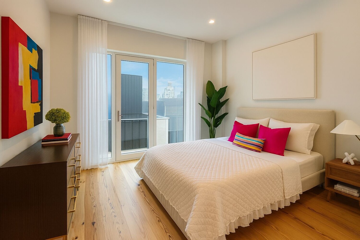 427 East 90th Street, Unit PH9/10 Manhattan, NY 10128 - Photo 17 of 27 a bedroom with bed and a potted plant