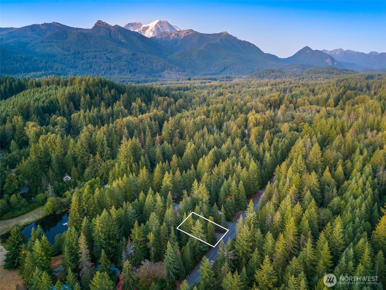 a view of a lush green hillside and a houses