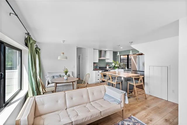 a living room with a couch and a table