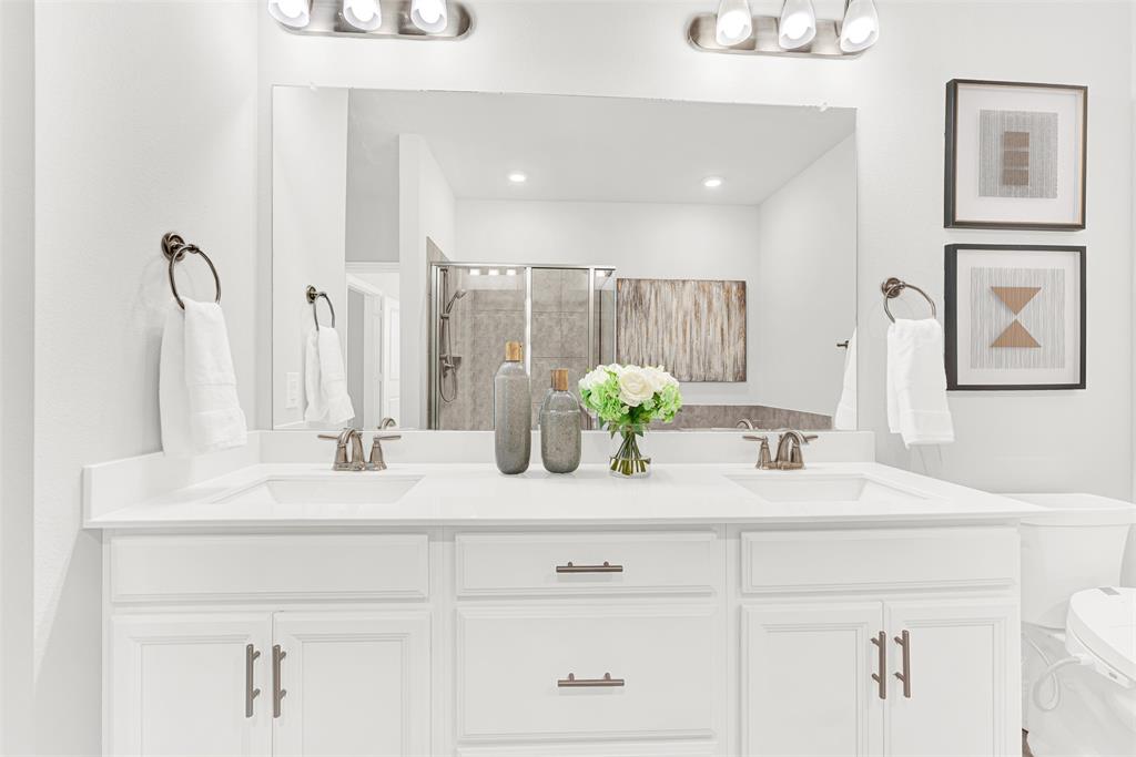 651 Watters Road, Unit 7406 Allen, TX 75013 - Photo 24 of 36 Dual sinks and clean, white color palette