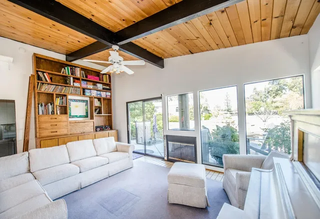 a view of a living room with a window