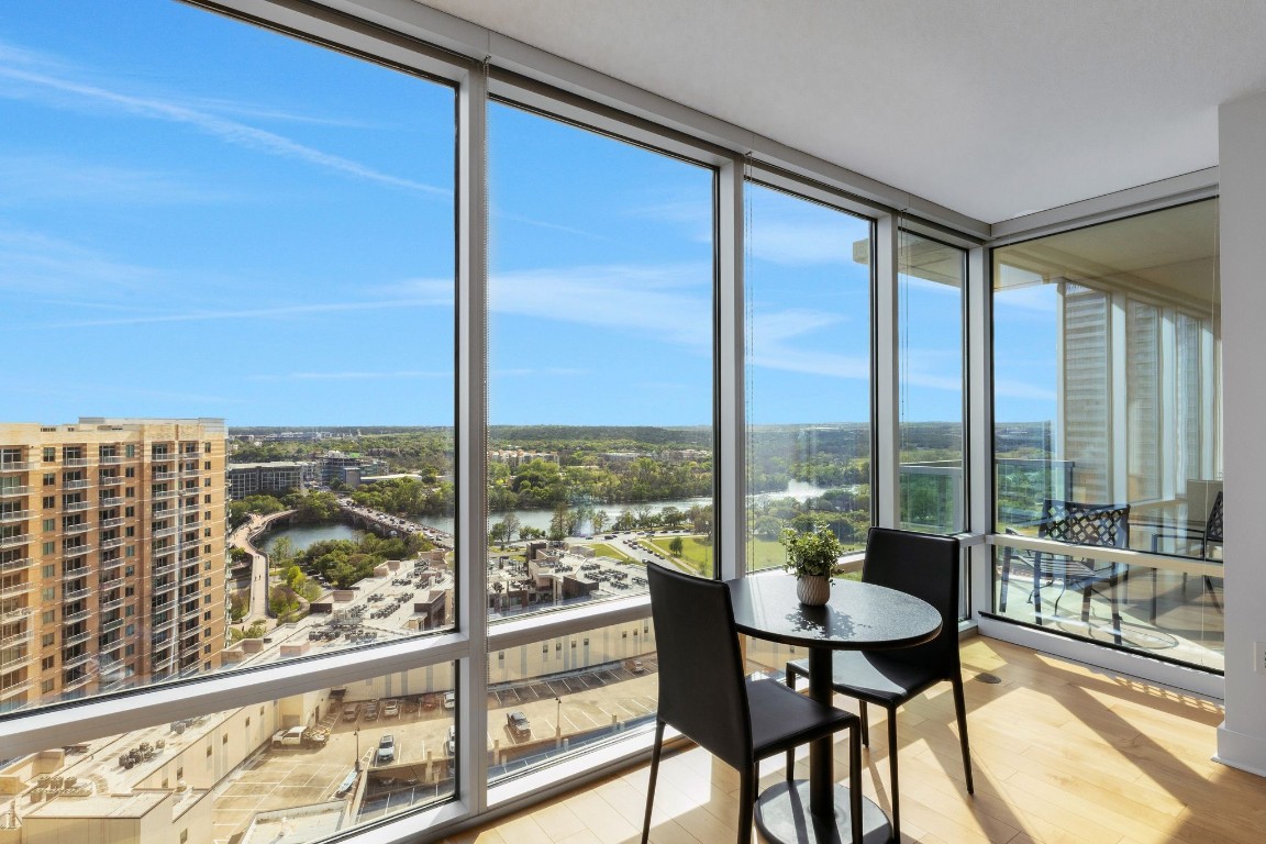 This is the view from unit 1904.  You will see views of Lady Bird Lake, walking trails, the bridge to walk to the Zach Scott Theater, and Zilker Park.