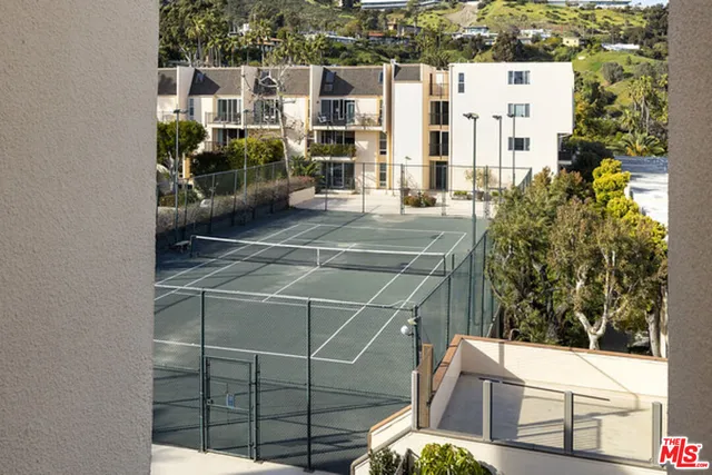 a view of a lake with a city